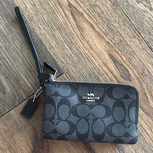 Coach Signature Black and Gray Wristlet
